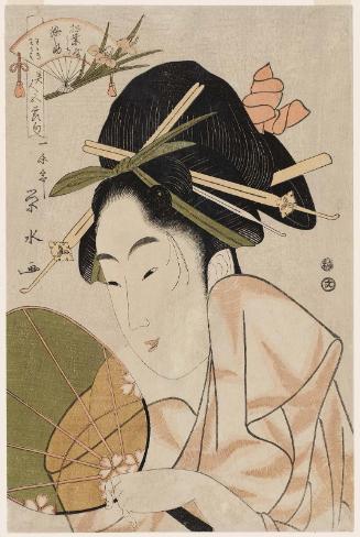 Somenosuke of the Matsubaya, kamuro Wakagi and Wakaba, from the series Beauties for the Five Festivals (Bijin gosekku)