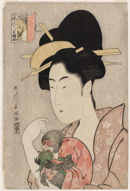 Monkey and Tiger, from the series Fashionable Matched Pictures of Zodiac Pairs (Fûryû nanatsume eawase)