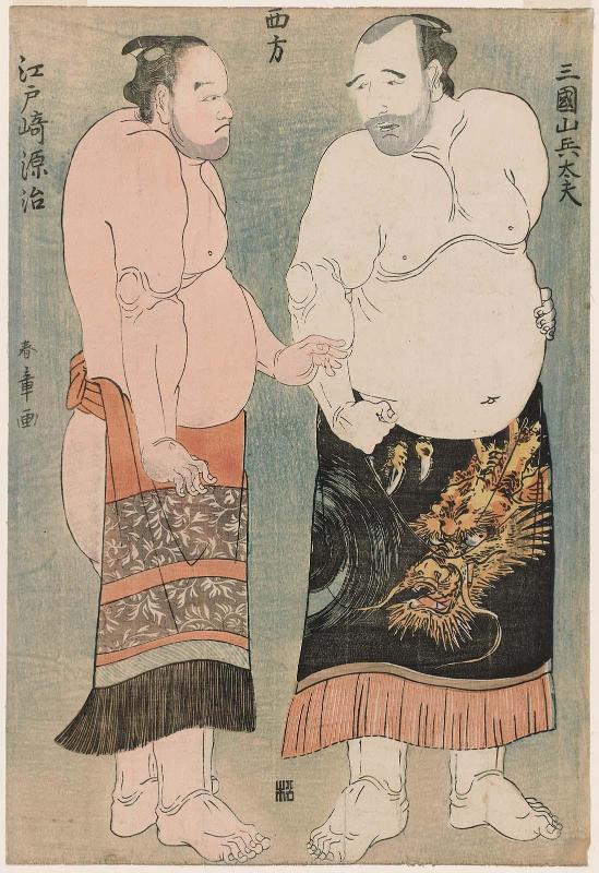 Wrestlers of the Western Side: Mikuniyama Hyôdayû (R) and Edosaki Genji (L)