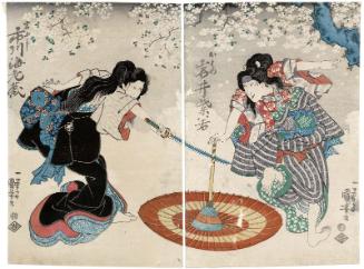 Actors Iwai Shijaku I as Ohatsu (R) and Ichikawa Ebizô V as Iwafuji (L)