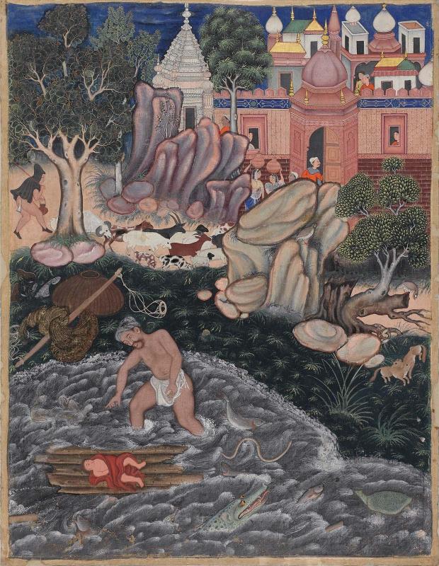 Hamza Nama: Iskandar Finds the Infant Darab in the Water