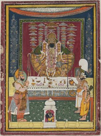 Maharana Jawan Singh of Mewar worshipping an icon