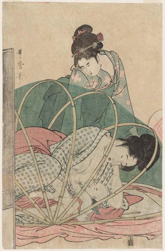 Mother Nursing Baby under Mosquito Net