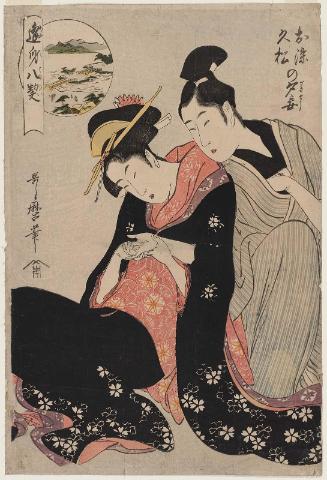 Illicit Love at Evening for Osome and Hisamatsu (Osome Hisamatsu no sekishô), from the series Eight Pledges at Lovers' Meetings (Ômi hakkei)