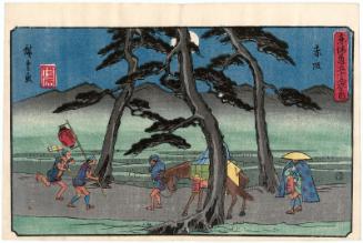 Akasaka, from the series The Fifty-three Stations of the Tôkaidô Road (Tôkaidô gojûsan tsugi no uchi), also known as the Gyôsho Tôkaidô