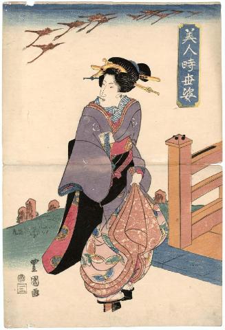 Woman Standing by a Bridge, from the series Figures of Contemporary Beauties (Bijin jisei sugata)
