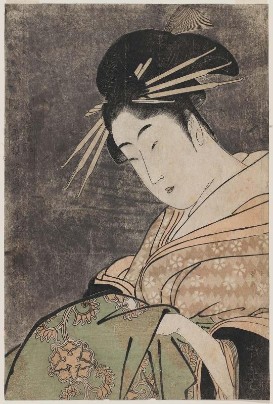 Hanaôgi of the Gomeirô (Gomeirô Hanaôgi), from the series Comparing the Charms of Beauties (Bijin kiryô kurabe)