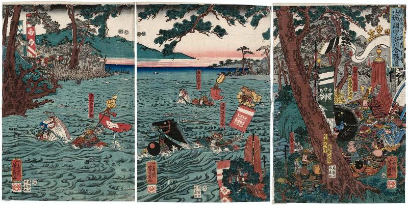 The Battle of the Uji River in Yamashiro Province, in the Last Part of the First Month, 1184 (Juei sannen shôgatsu gejun Yamashiro no kuni Ujikawa kassen zu)