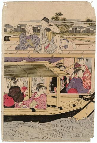 Pleasure Boats on the Sumida River under Shin-Ôhashi Bridge