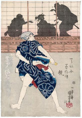 Koito's Lover Washi no Sashichi (possibly actor Onoe Kikugorô III), from the series Mirror of Virtuous Women (Teijo misao kagami)