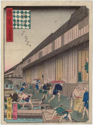 Zakoba Fish Market (Zakoba), from the series One Hundred Views of Osaka (Naniwa hyakkei)