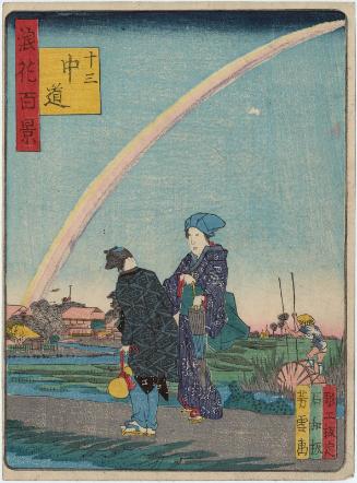 The Nakamichi Highway in the Jûsô Area (Jûso Nakamichi), from the series One Hundred Views of Osaka (Naniwa hyakkei)