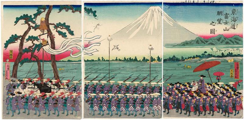 Panoramic View of Mount Fuji from the Tôkaidô Road (Tôkaidô Fujisan chôbô no zu)