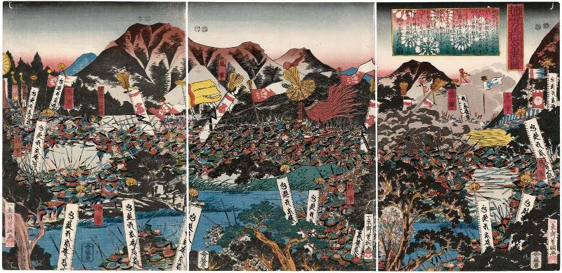 Kusunoki Tatewaki Masatsura Soundly Defeats the Forces from the Capital (Kusunoki Tatewaki Masatsura ôi ni kyôgun o yaburu no zu)