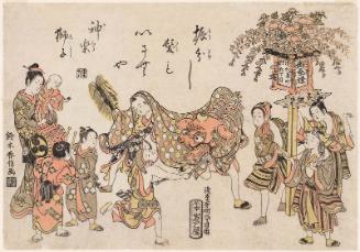 Children Performing a Lion Dance at a Festival