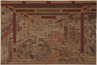 Cooling off at Ryôgoku Bridge, a Large Perspective Picture (Ryôgoku-bashi yûsuzumi ô-uki-e)