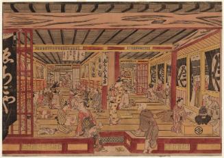 Large Perspective View of the Interior of Echigo-ya in Suruga-chô (Suruga-chô Echigoya gofukuten ô-ukie)