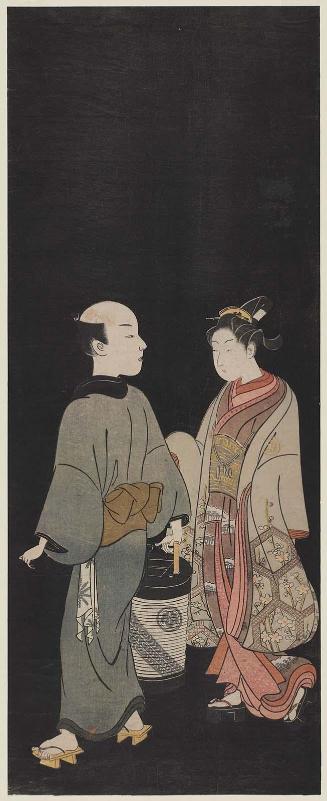 Actor Yoshizawa Sakinosuke III and a Servant with a Lantern