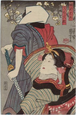 Actor Iwai Kumesaburô III as Both the Girl (Musume) Osome and the Apprentice (Detchi) Hisamatsu