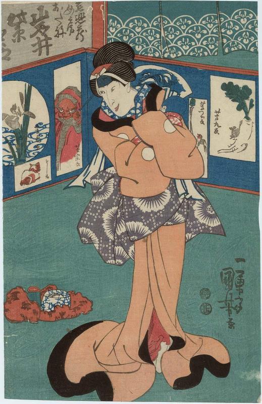 Actor Iwai Shijaku I as Jihizô's Wife (Nyôbô) Otane