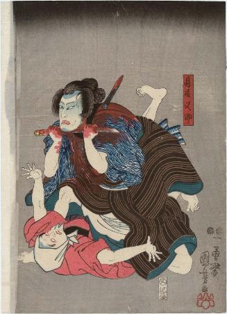 Actor Nakamura Utaemon IV as Torii Matasuke, with Nakayama Bungorô II