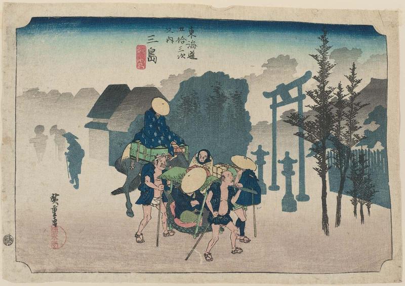 Mishima: Morning Mist (Mishima, asagiri), from the series Fifty-three Stations of the Tôkaidô Road (Tôkaidô gojûsan tsugi no uchi), also known as the First Tôkaidô or Great Tôkaidô