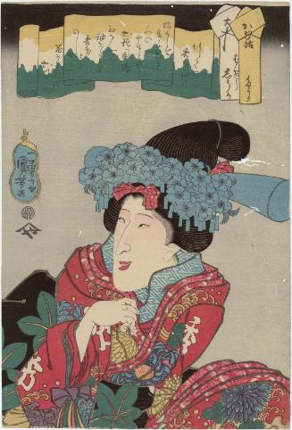 Actor Bandô Shûka I as the Kamuro Tayori
