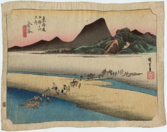 Kanaya: The Far Bank of the Ôi River (Kanaya, Ôigawa engan), from the series Fifty-three Stations of the Tôkaidô (Tôkaidô gojûsan tsugi no uchi), also known as the First Tôkaidô or Great Tôkaidô