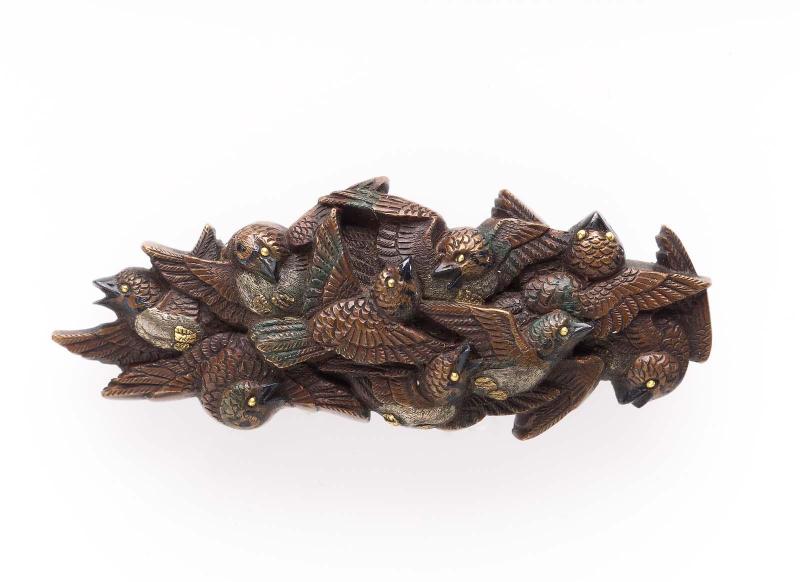 Menuki in the form of a group of sparrows