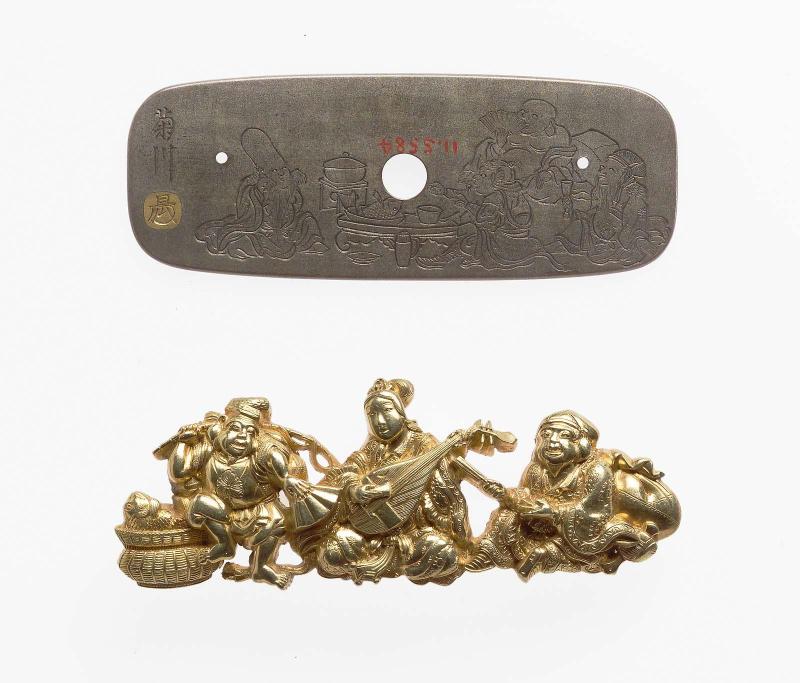 Kanamono in the form of the Seven Gods of Good Fortune, with backplate