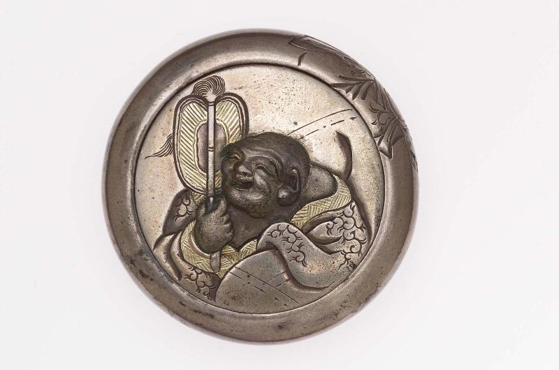 Kagami netsuke with design of Hotei and a Chinese child