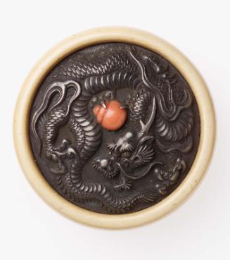 Kagami netsuke with design of dragon and jewel