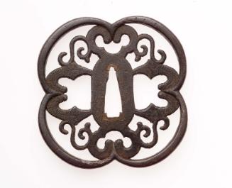 Tsuba with stylized myoga and tendril design