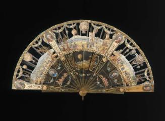 Folding fan depicting scenes from the history of ballooning