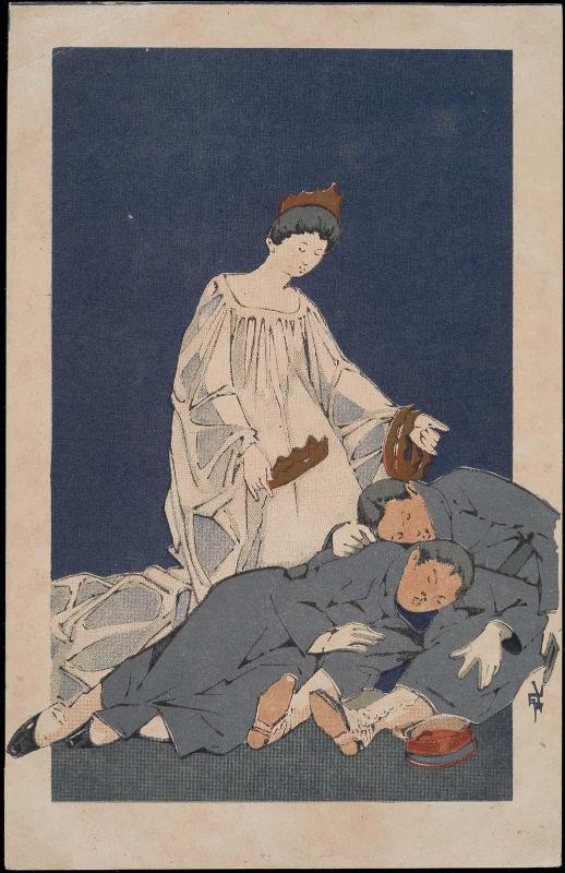Woman Awarding Crowns to Sleeping Soldiers from the series Commemoration of the Victory of the Russo-Japanese War