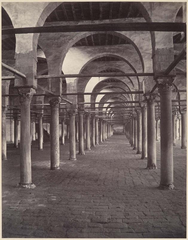 Interior of the mosque of Amr in old Cairo, southeastern side, looking south