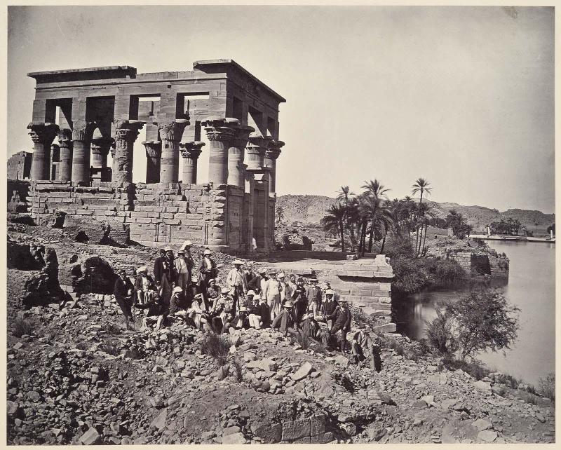 Group of tourists in front of Trajan's Kiosk at Philae