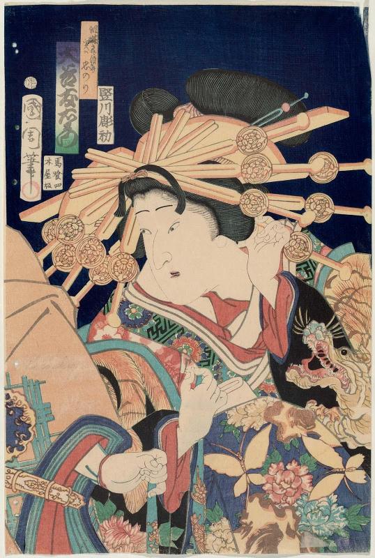 Actor Ôtani Tomoemon V as the Courtesan (Keisei) Sazanami, actually Tadanori