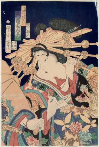 Actor Ôtani Tomoemon V as the Courtesan (Keisei) Sazanami, actually Tadanori