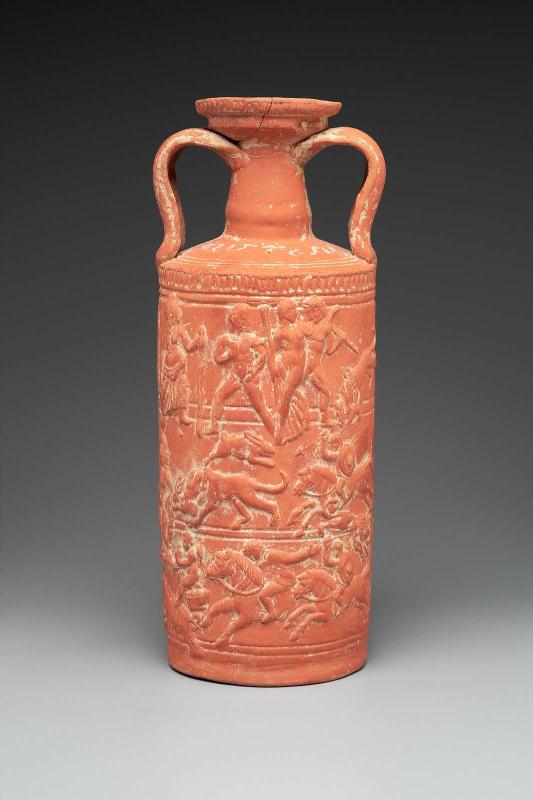Bottle with gods and hunting scenes