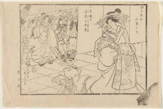 White Robes in the Yoshiwara on the 1st Day of the 8th Month (Hachigatsu tsuitachi Yoshiwara shiraginu kasane), from the series Annual Events in Edo (Edo nenchû gyôji no uchi)