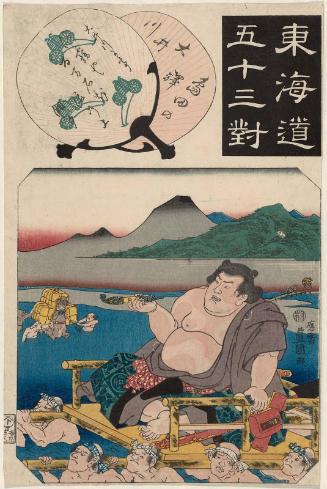 Shimada Station: The Ôi River (Shimada no eki Ôigawa), from the series Fifty-three Pairings for the Tôkaidô Road (Tôkaidô gojûsan tsui)