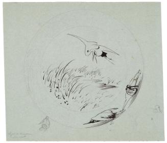 Cranes (Preparatory design for a ceramic plate)