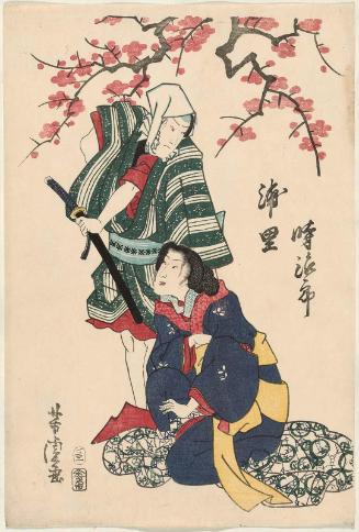 Actors Nakamura Fukusuke I as Tokijirô and Iwai Kumesaburô III as Urazato