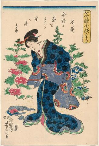 Hollyhock (Kiaoi), from the series Modern Beauties Compared to Flowers (Hana kurabe imayô sugata)