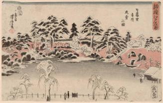Snow in the Temple Garden in Nippori (Nippori jiin teisetsu no zu), from the series Famous Places in Edo, a New Selection (Shinsen Edo meisho)