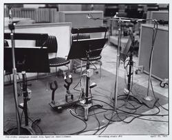 Old studio saxophone stands with Egyptian embellishment.  - Recording studio #10  April 25, 1977.