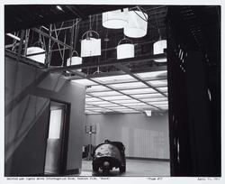 Skirted pan lights above Interrogation Room; feature film, "Shack".  - Stage #17  April 11, 1977.