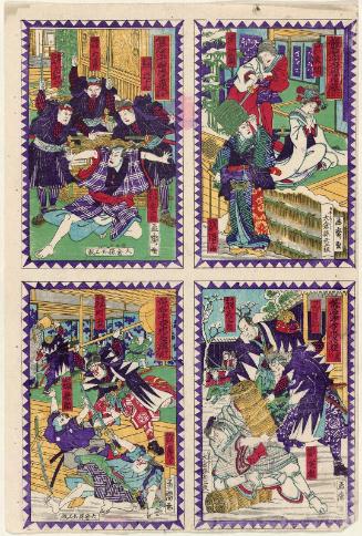 Acts IX to XII, from the series The Storehouse of Loyal Retainers, a Primer (Kanadehon Chûshingura, kyûdanme, jûdanme, jûichidanme, jûnidanme)