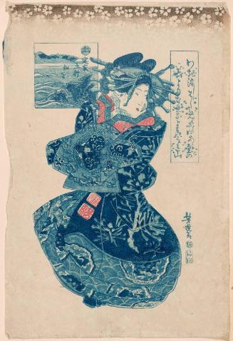 Courtesan representing Earth (Tsuchi), from the series Teika's Poems for the Five Elements (Teika gogyô waka)